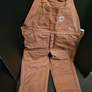 Carhartt Duck Zip-to-Thigh Bib Men's Overall Quilt, 34x30 inch - Brown